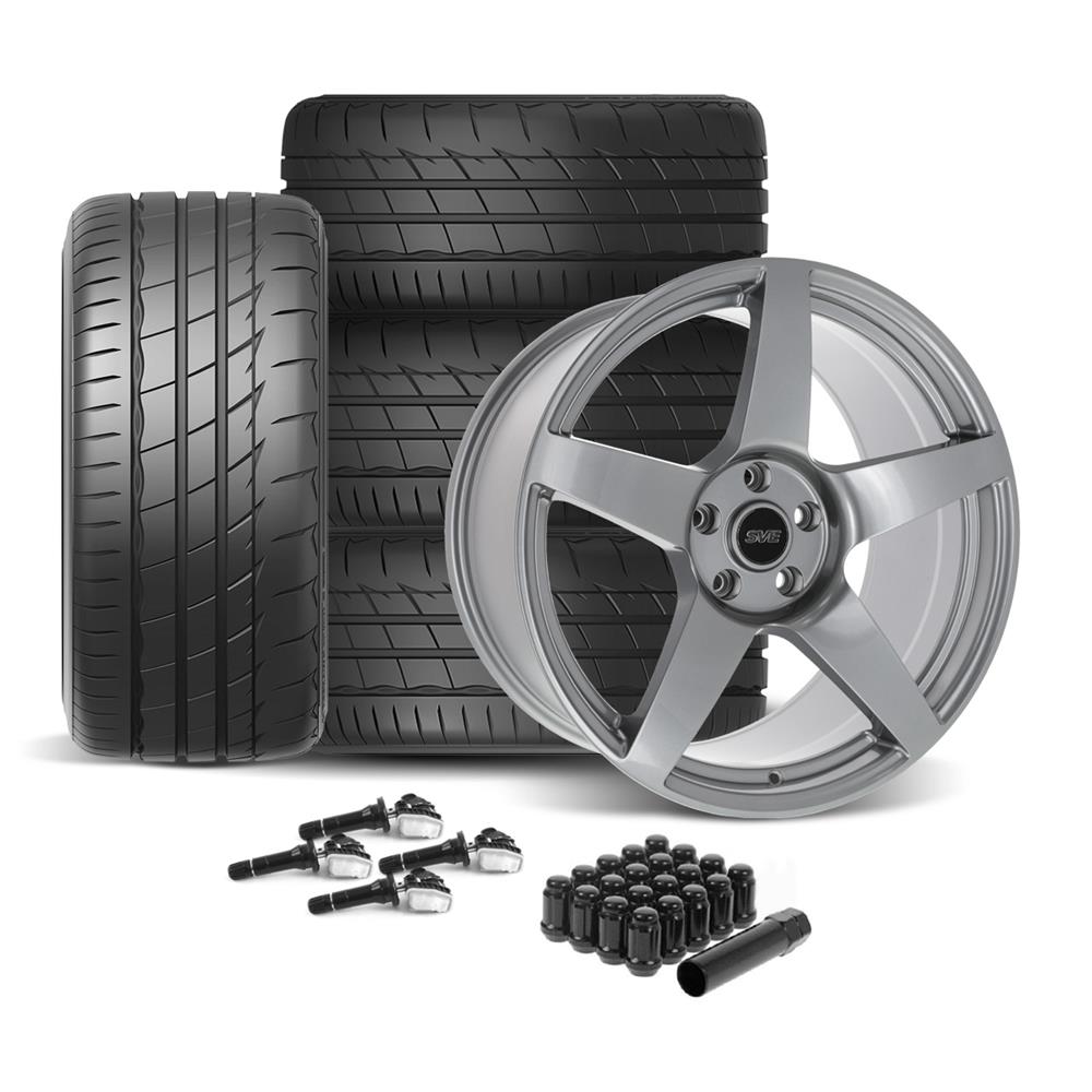 2015-2023 Mustang SVE R355 Wheel & Firestone Tire Kit - 19x10 - Titanium Gray