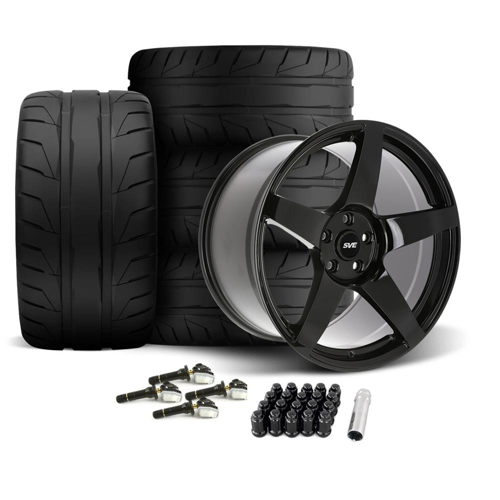 2015-23 Mustang SVE R355 Wheel & Nitto NT05 Tire Kit - 19x10/11 - Gloss Black