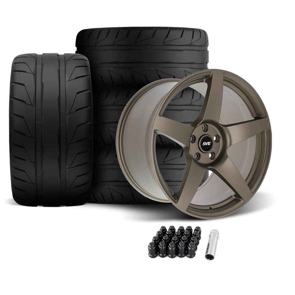 2005-14 Mustang SVE R355 Wheel & Nitto NT05 Tire Kit - 19x10/11 - Satin Bronze
