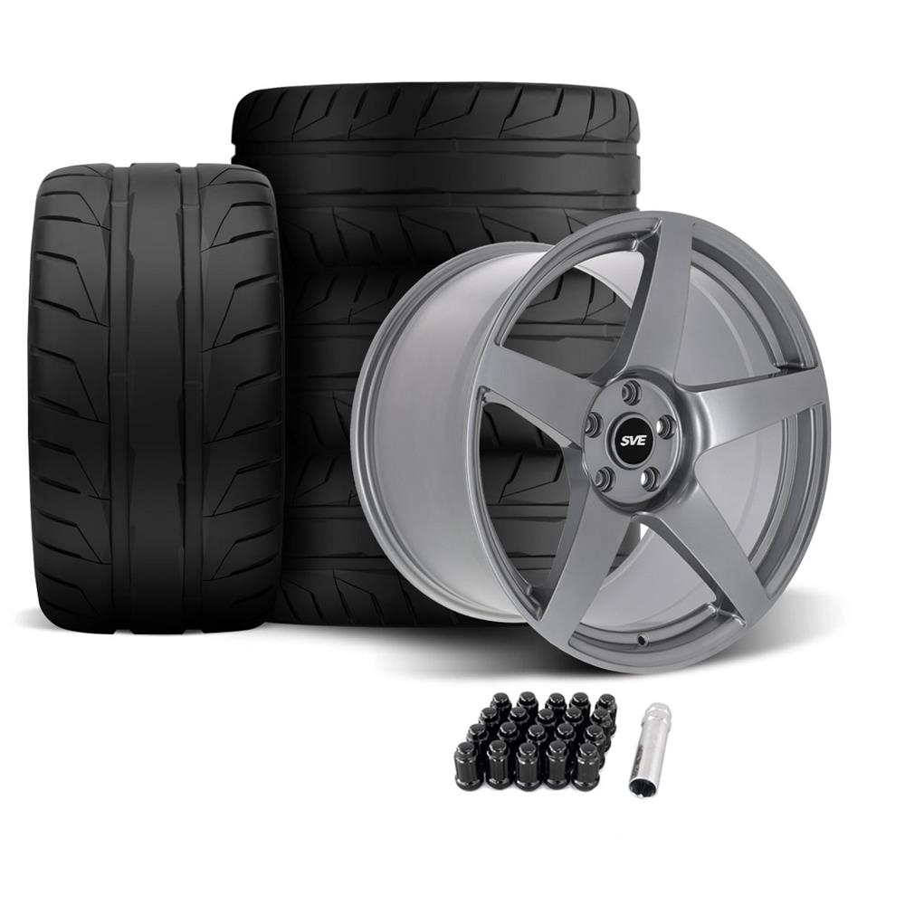 2005-14 Mustang SVE R355 Wheel & Nitto NT05 Tire Kit - 19x10/11 - Titanium Gray