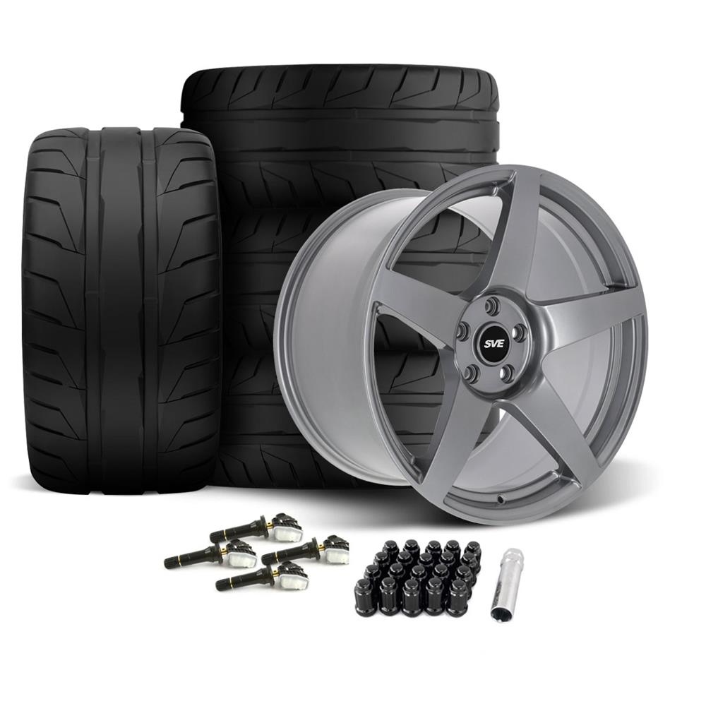 2024-26 Mustang SVE R355 Wheel & Nitto NT05 Tire Kit - 19x10/11  - Titanium Gray
