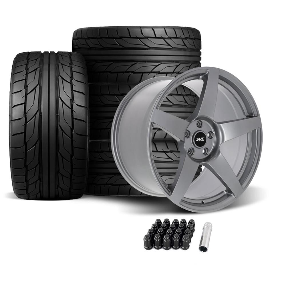 2005-14 Mustang SVE R355 Wheel & Nitto NT555 G2 Tire Kit - 19x10/11 - Titanium Gray