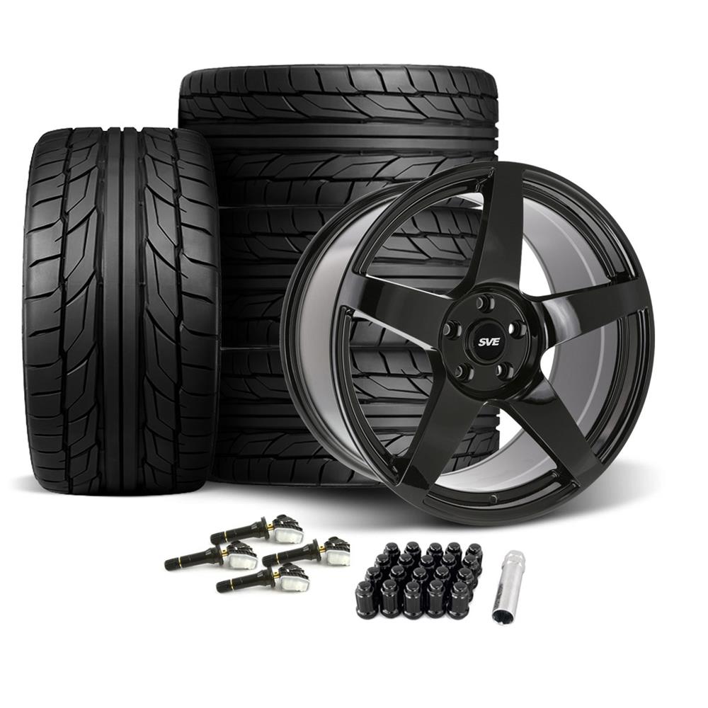 2015-23 Mustang SVE R355 Wheel & Nitto Tire Kit - 19x10 - Gloss Black