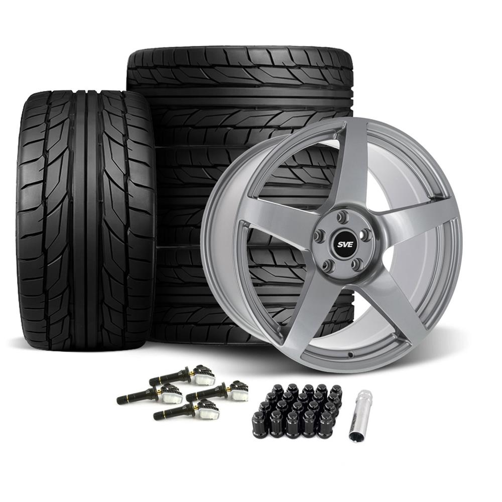 SVE Mustang R355 Wheel & Nitto Tire Kit - 19x10 - Titanium Gray