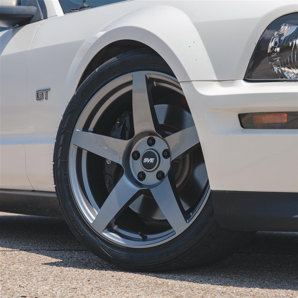 2005-14 Mustang SVE R355 Wheel & Nitto NT05 Tire Kit - 19x10/11 - Titanium Gray