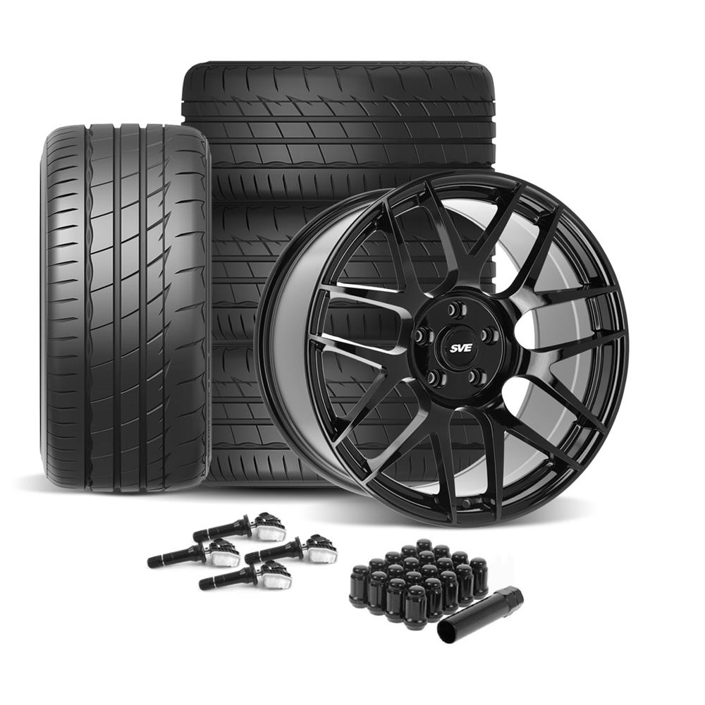 2015-2023 Mustang SVE R357 Wheel & Firestone Tire Kit - 19x10 - Gloss Black