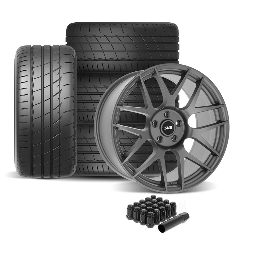 2005-2014 Mustang SVE R357 Wheel & Firestone Tire Kit - 19x10 - Gloss Graphite
