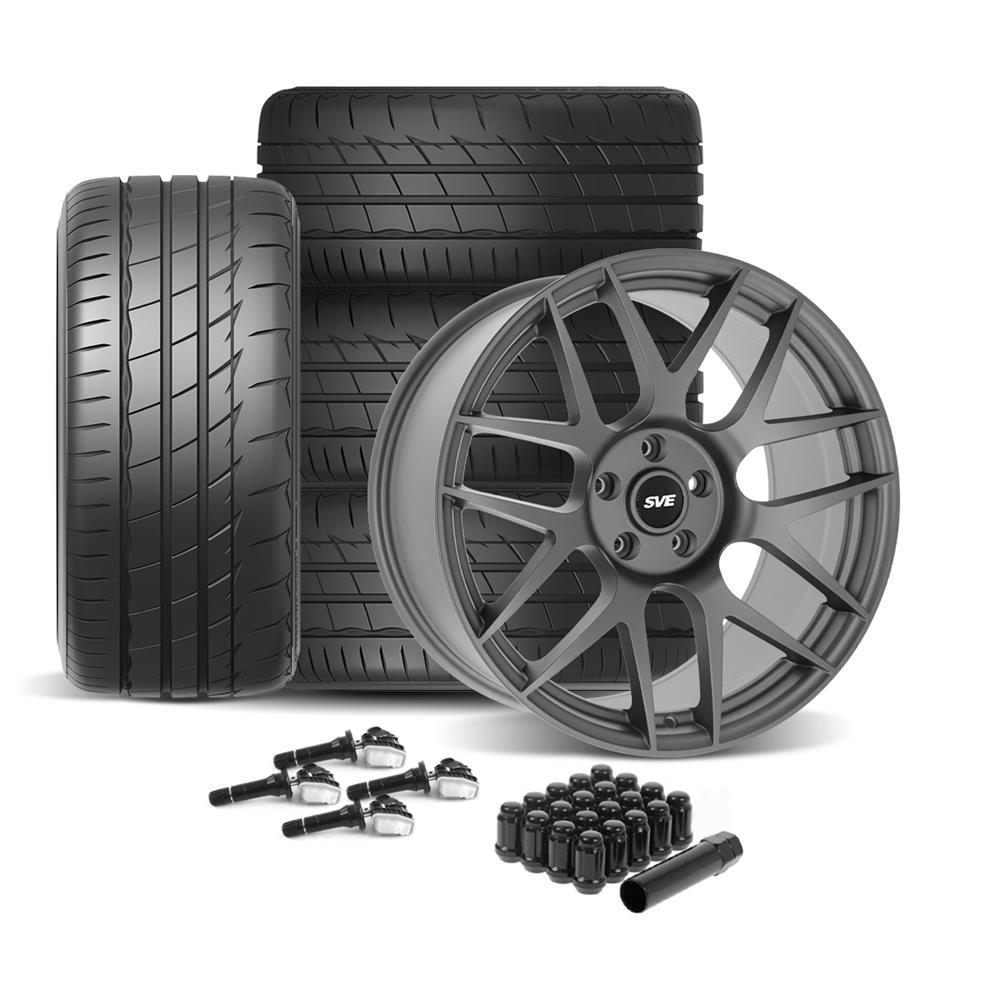 2015-2023 Mustang SVE R357 Wheel & Firestone Tire Kit - 19x10 - Gloss Graphite