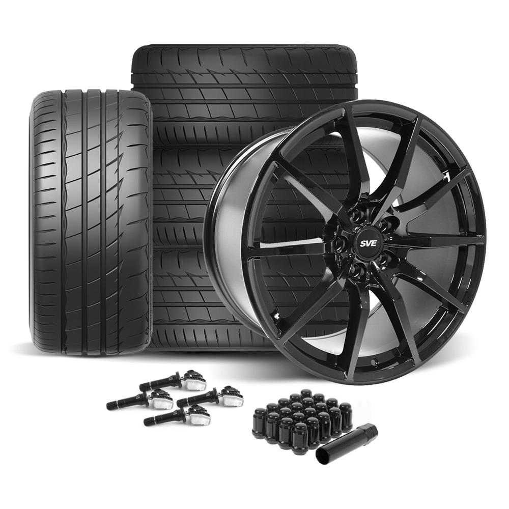 2015-2023 Mustang SVE S350 Wheel & Firestone Tire Kit - 19x10/11 - Gloss Black