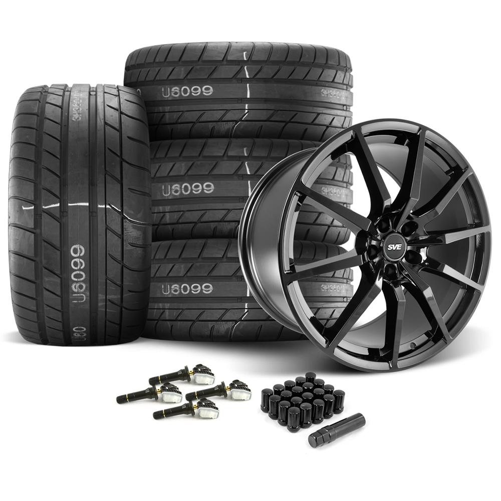 2015-23 Mustang SVE S350 Wheel & M/T Tire Kit - 20x10  - Staggered Tires - Gloss Black
