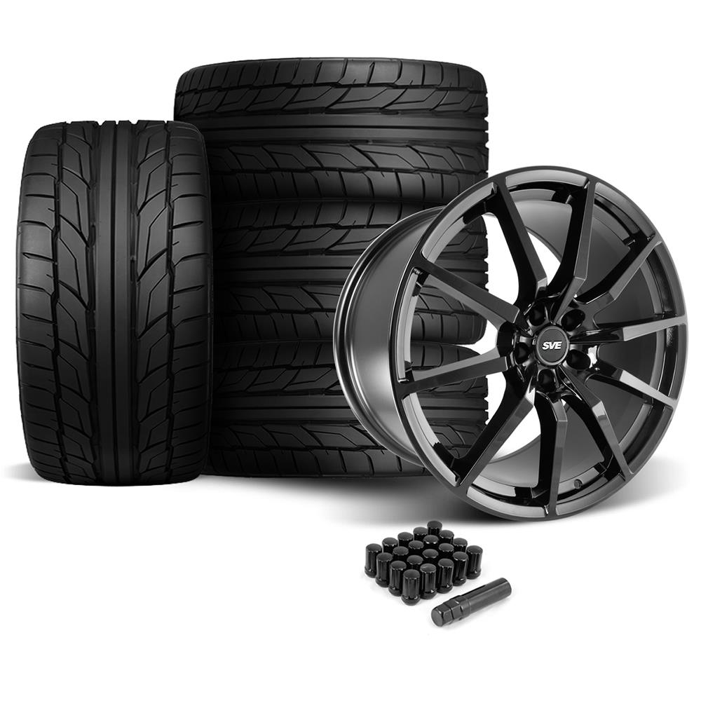 2005-14 Mustang SVE S350 Wheel & Nitto Tire Kit - 20x10 - Gloss Black - Staggered