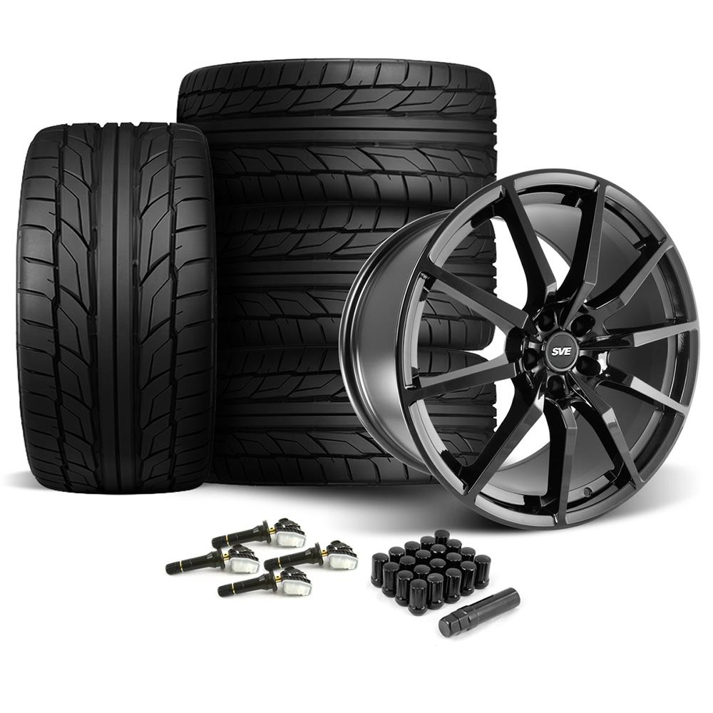 2024-26 Mustang SVE S350 Wheel & Nitto Tire Kit - 20x10  - Staggered Tires - Gloss Black
