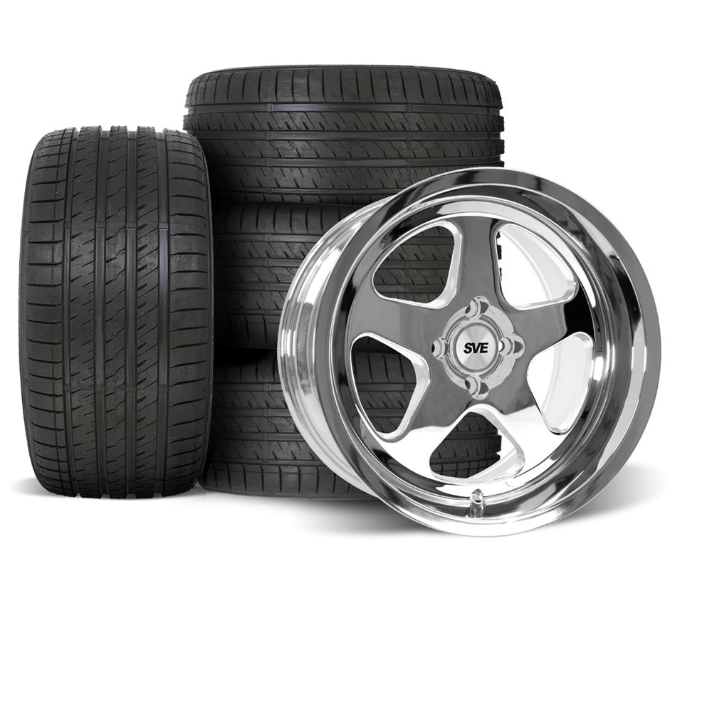 Mustang SVE Saleen SC Style 17x8/10 Wheel/Tire Kit - Chrome