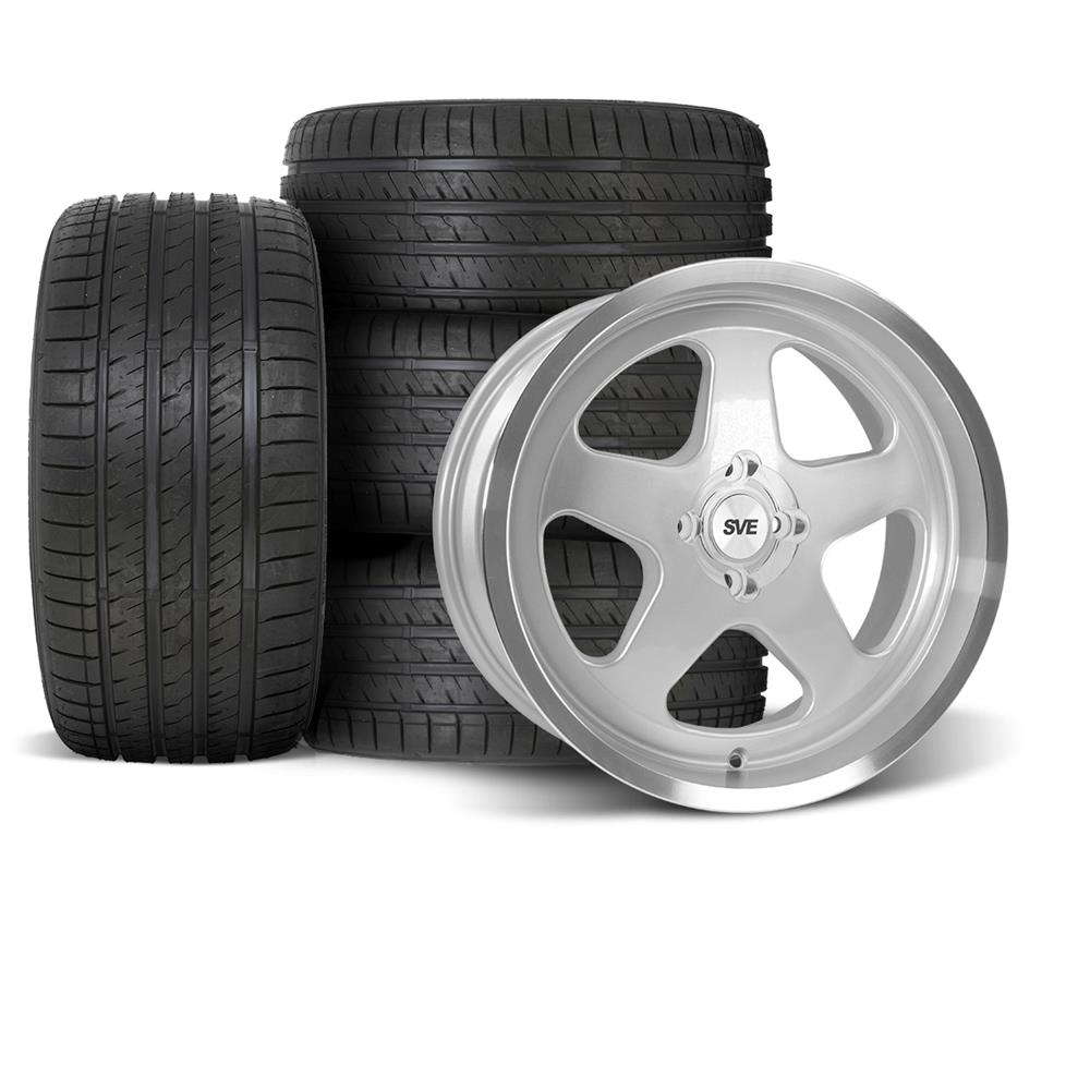 Mustang SVE Saleen SC Style 17x8/9 Wheel & Tire Kit - Silver | 79-93