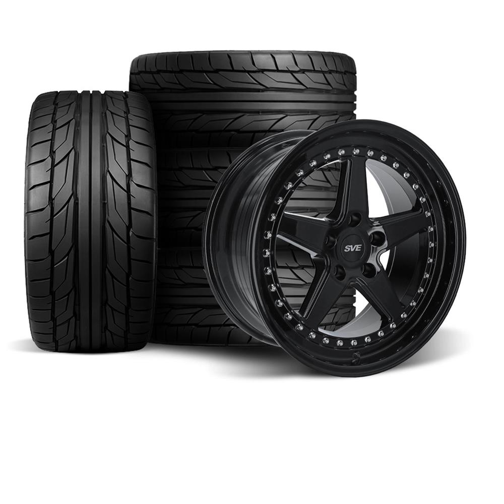 1994-04 Mustang SVE Series 4 Wheel & Nitto Tire Kit - 18x9/10  - Gloss Black