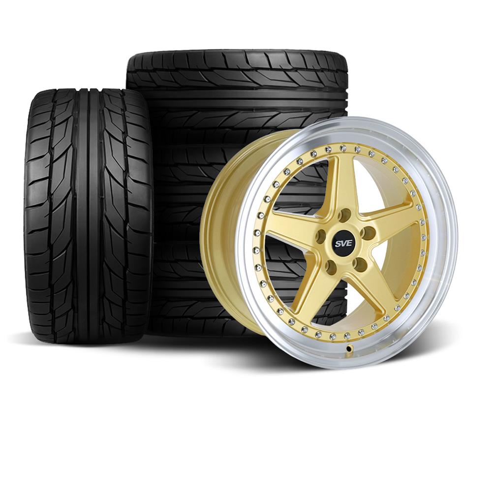 SVE Mustang Series 4 Wheel & Nitto Tire Kit - 18x9/10 - Gloss Gold