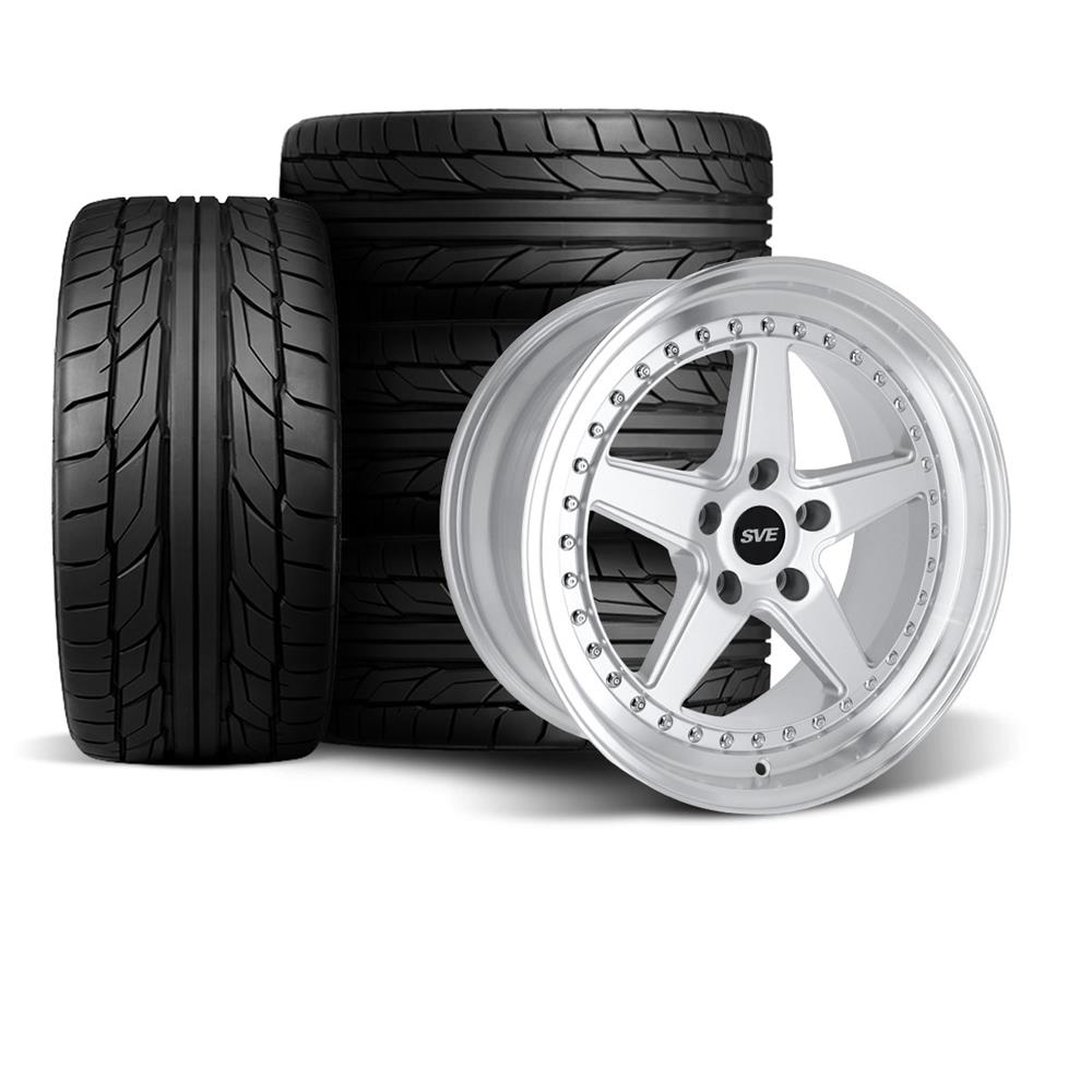 1994-04 Mustang SVE Series 4 Wheel & Nitto Tire Kit - 18x9/10  - Gloss Silver