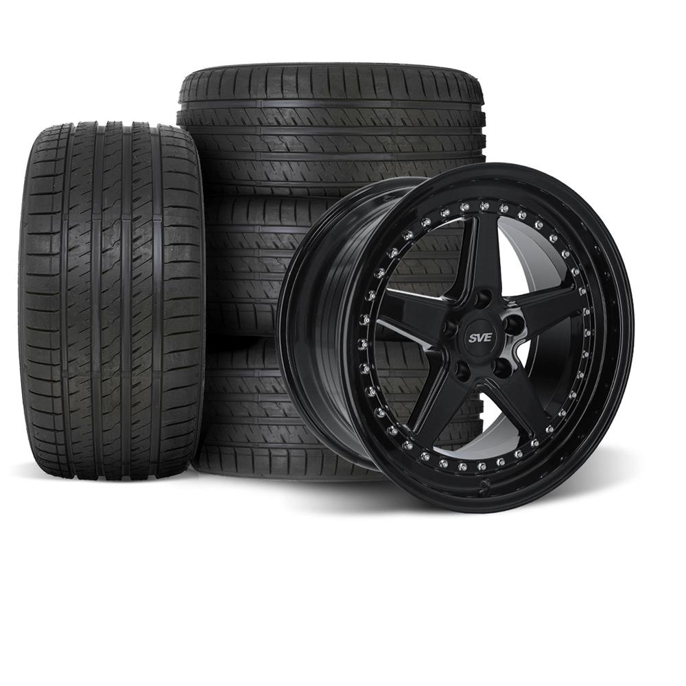 1994-04 Mustang SVE Series 4 Wheel & Sumitomo Tire Kit - 18x9/10  - Gloss Black