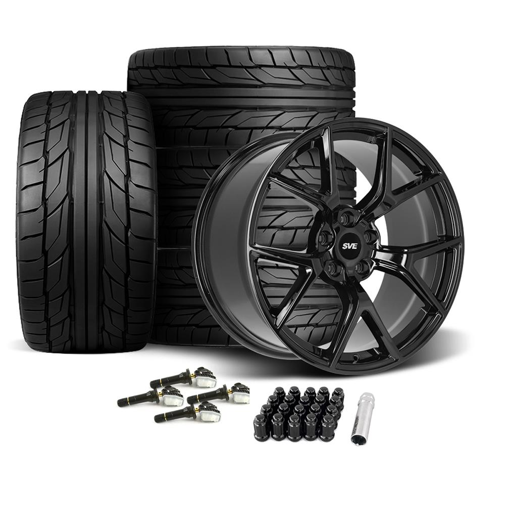 zunow PENTAGLA スペアタイヤ付き SVE Mustang SP2 Wheel & Nitto Tire Kit - 19x10/11 - Gloss Black