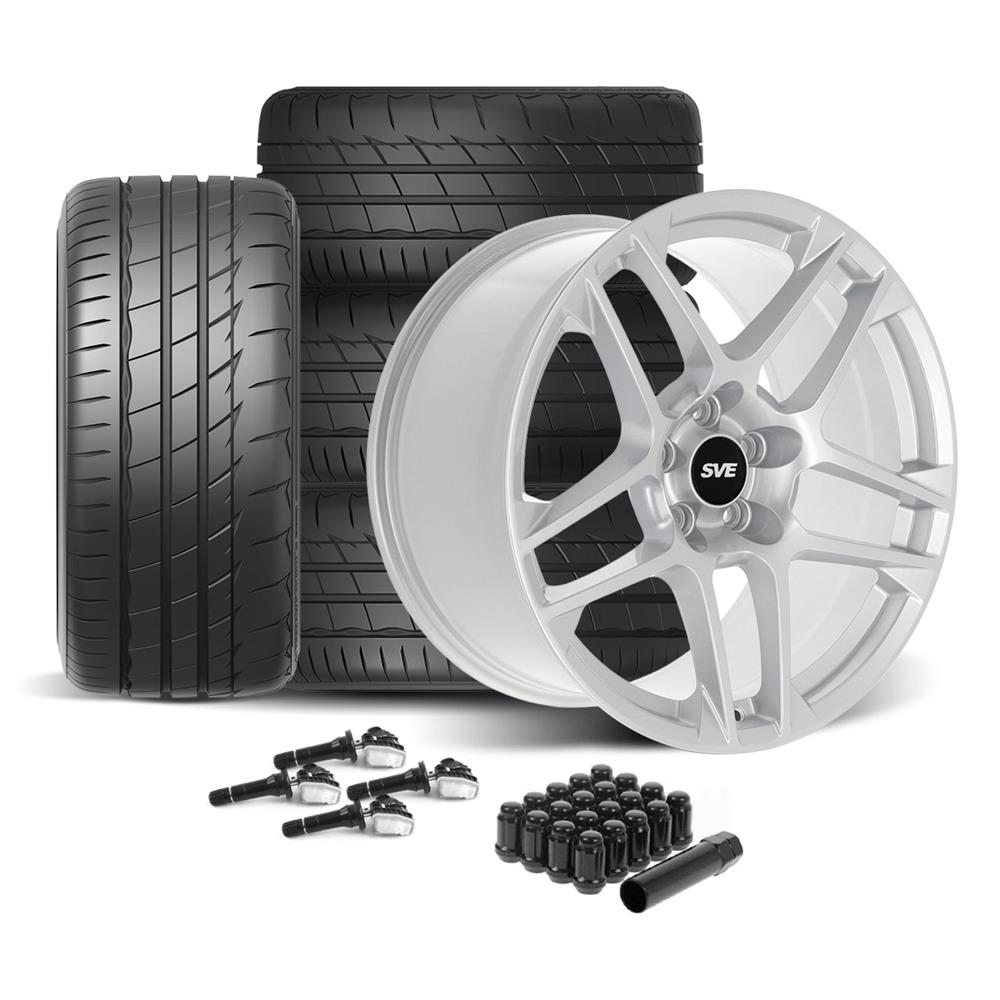 SVE Mustang X500 Wheel & Firestone Kit - 19x10/11 - Silver (15-23)