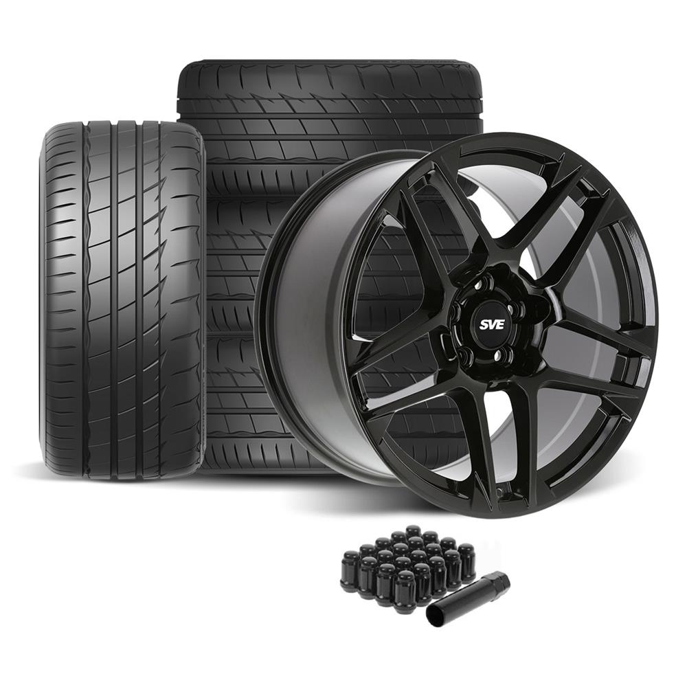 SVE Mustang X500 Wheel & Firestone Kit - 19x10 - Gloss Black (05-14)