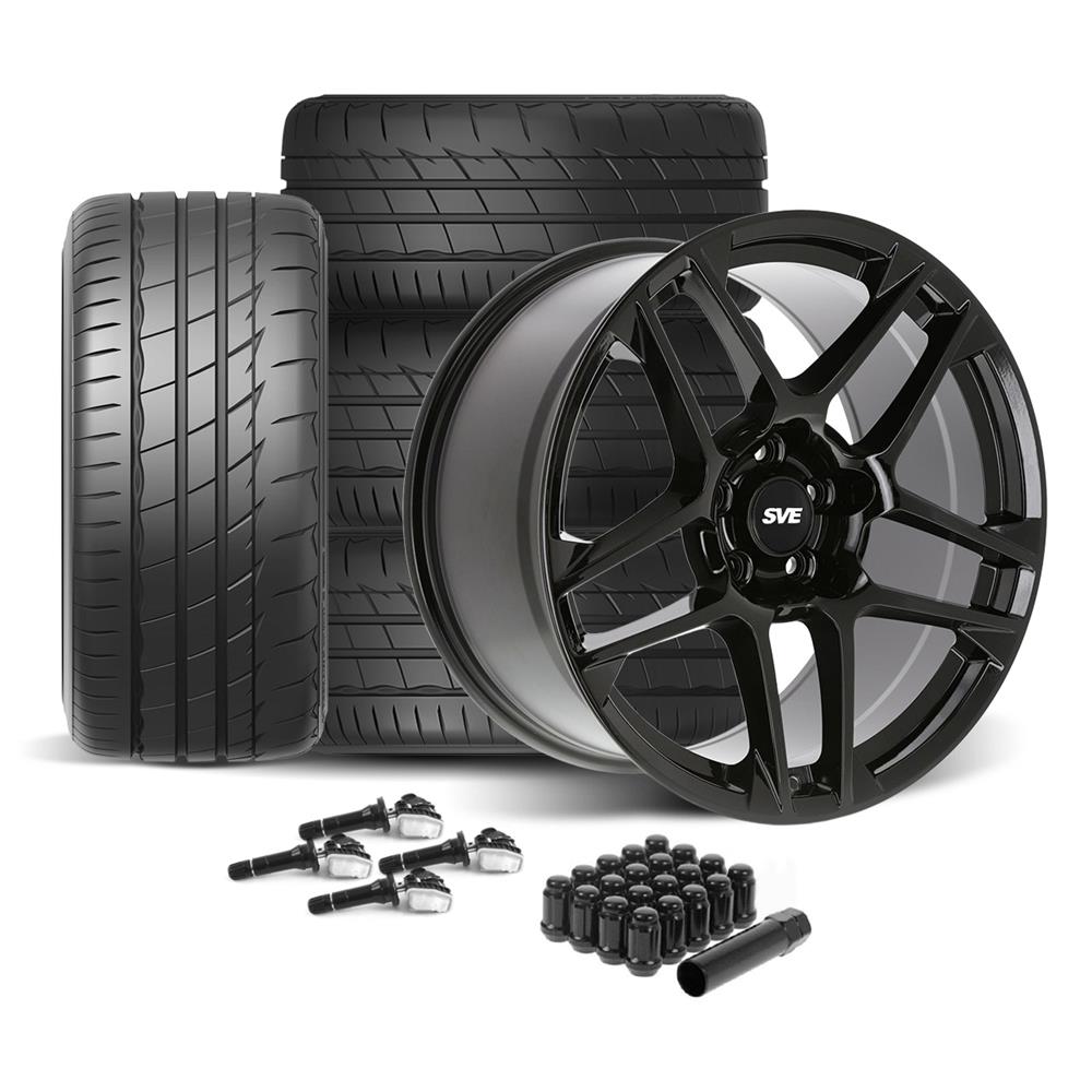 2015-2023 Mustang SVE X500 Wheel & Firestone Tire Kit - 19x10 - Gloss Black