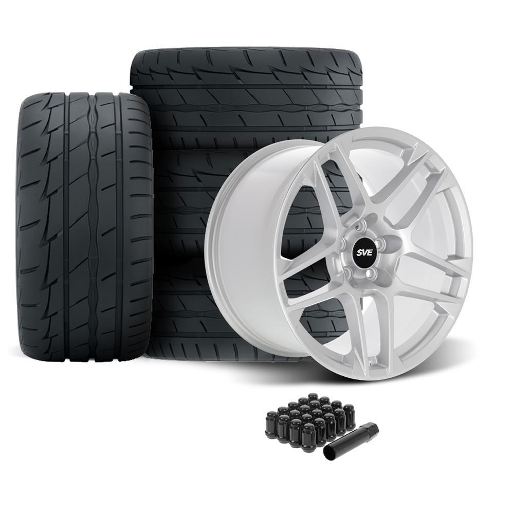 SVE Mustang X500 Wheel & Firestone Tire Kit - 19x10 - Silver (05-14)