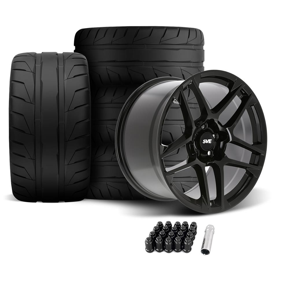 2005-14 Mustang SVE X500 Wheel & Nitto NT05 Tire Kit - 19x10/11  - Gloss Black