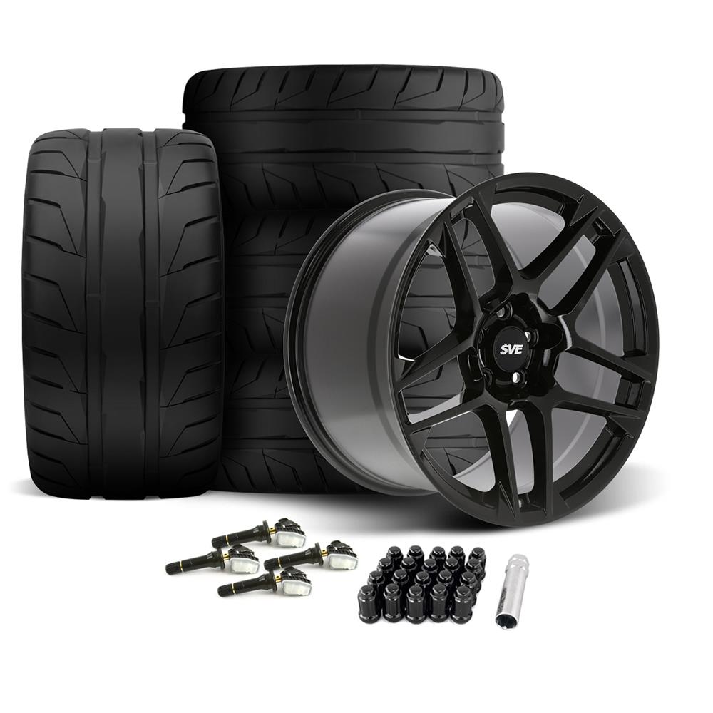 2015-23 Mustang SVE X500 Wheel & Nitto NT05 Tire Kit - 19x10/11  - Gloss Black