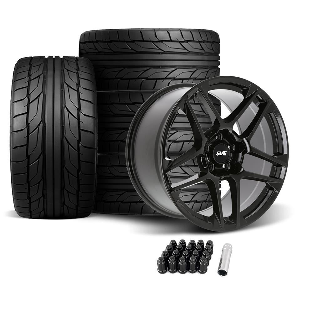 SVE Mustang X500 Wheel & Nitto Tire Kit - 19x10 - Gloss Black (15-23)
