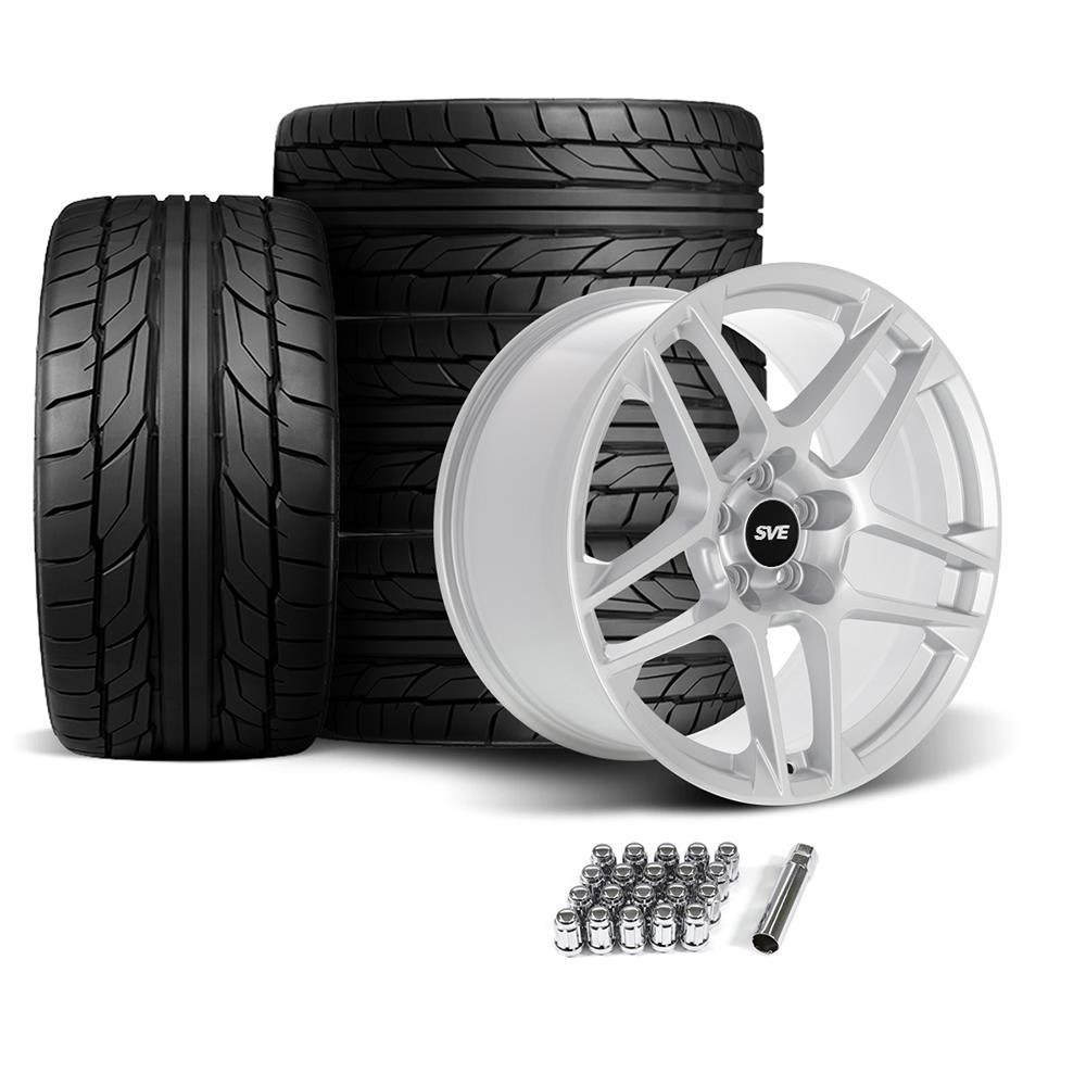 2005-14 Mustang SVE X500 Wheel & Nitto Tire Kit - 19x10 - Gloss Silver