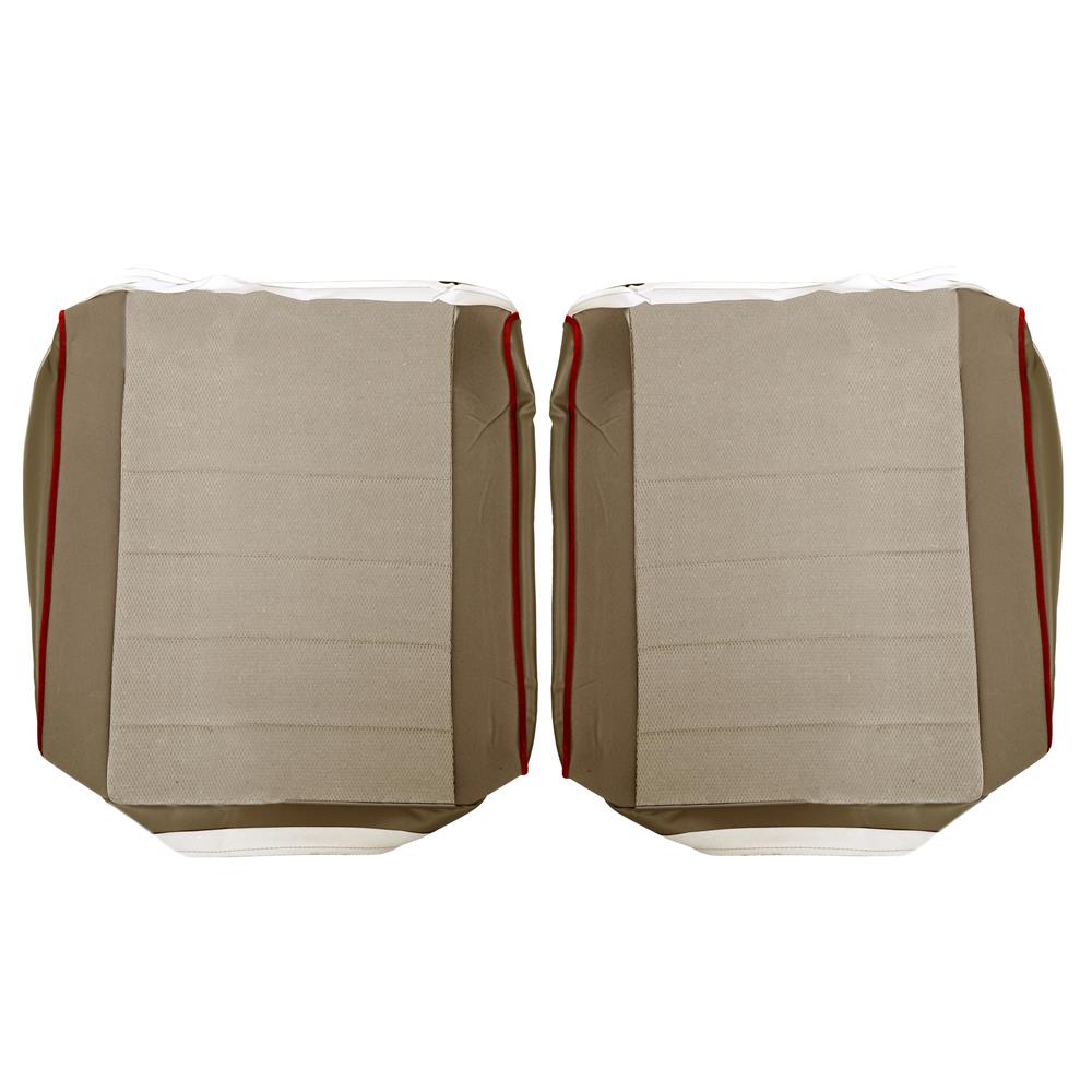 1985-86 Mustang TMI Sport Seat Cloth Upholstery Kit  - Sand Beige w/ Red Welt Hatchback