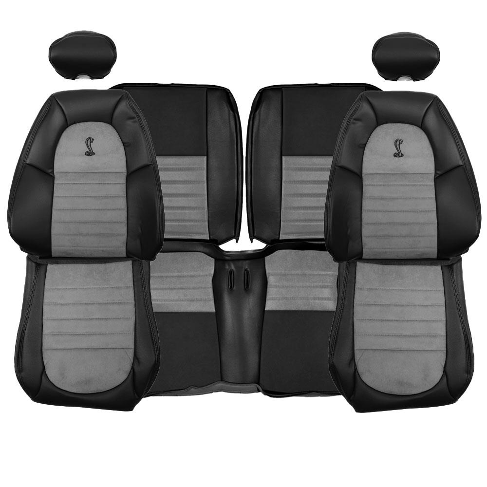 2001 Mustang Coupe TMI Cobra Seat Upholstery - Leather - Dark Charcoal w/ Graphite Inserts