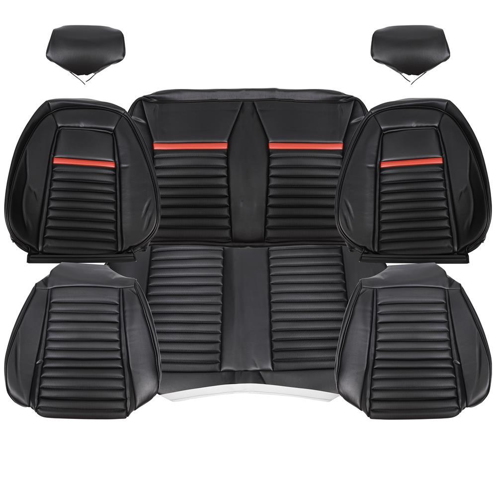 1992-93 Mustang TMI Mach 1 Sport Seat Upholstery - Vinyl  - Black/Red Coupe