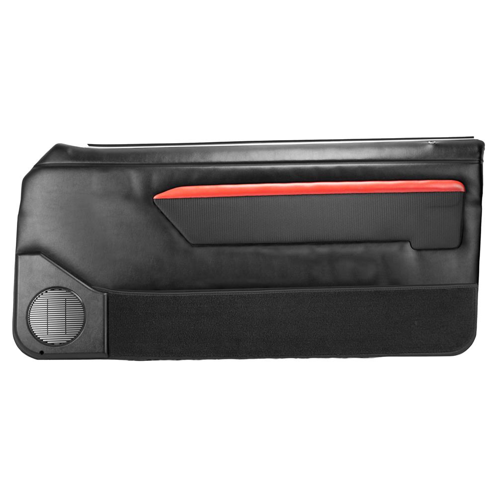 1988-89 Mustang TMI Mach 1 Style Door Panels for Power Windows - Black/Red Convertible