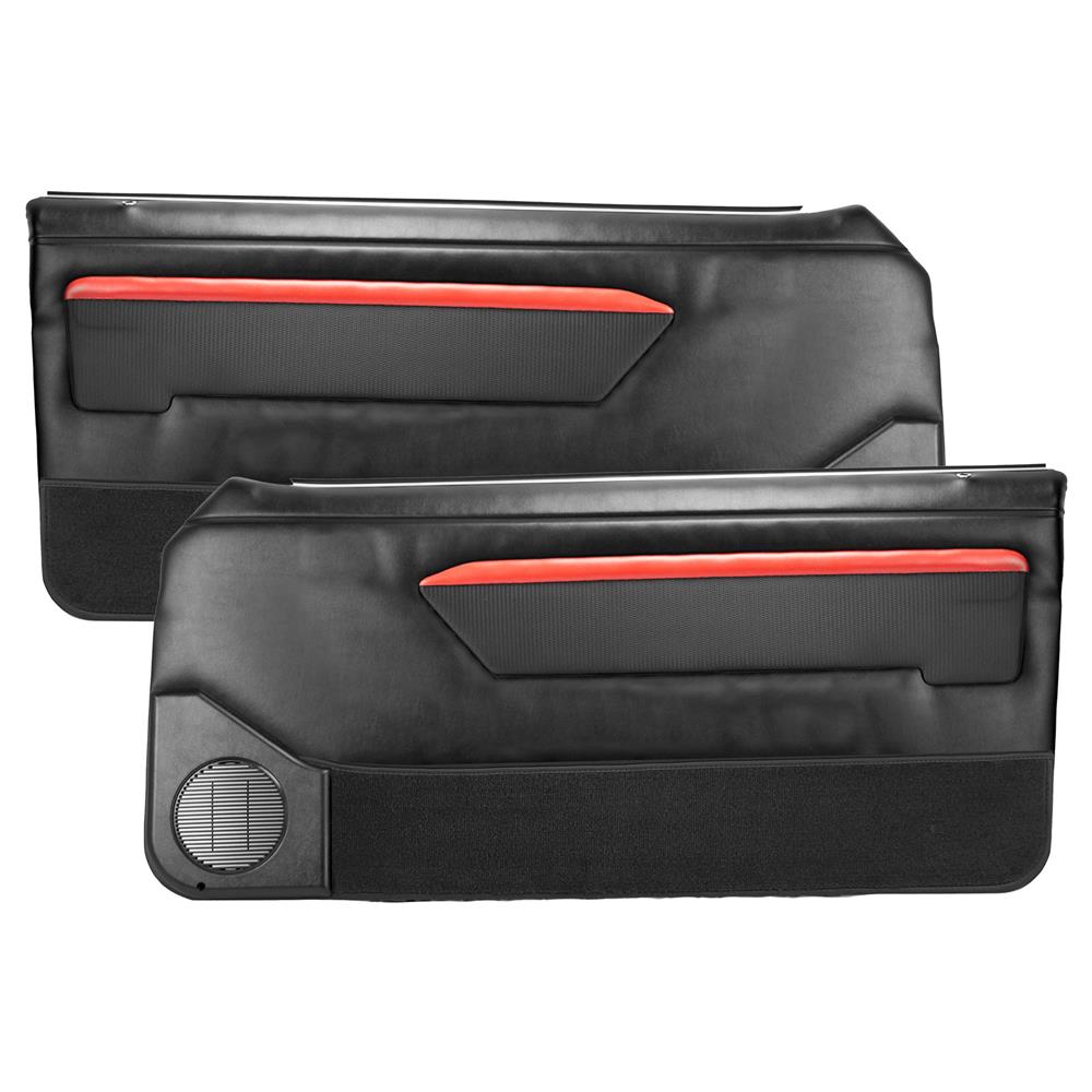 1988-89 Mustang TMI Mach 1 Style Door Panels for Power Windows - Black/Red Convertible