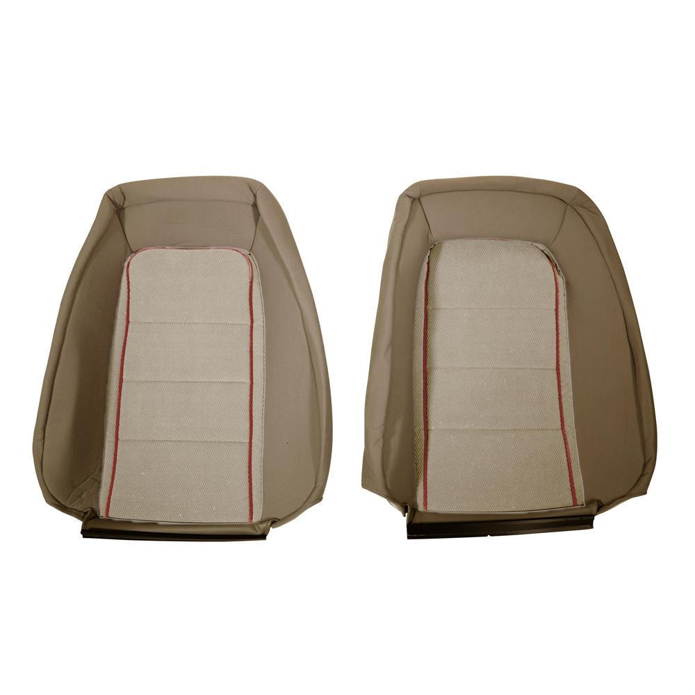 1985-86 Mustang TMI Sport Seat Upholstery - Cloth  - Sand Beige w/ Red Welt Convertible
