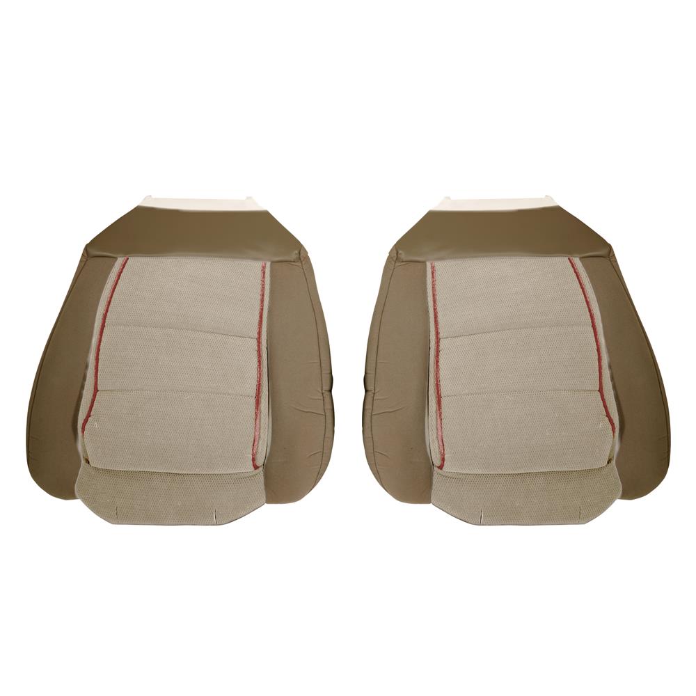 1985-86 Mustang TMI Sport Seat Upholstery - Cloth  - Sand Beige w/ Red Welt Convertible