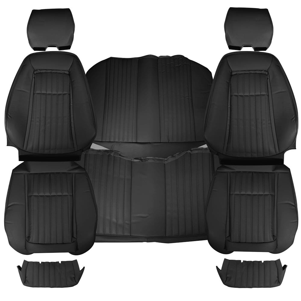 1987-89 Mustang TMI Sport Seat Vinyl Upholstery Kit  - Black Convertible