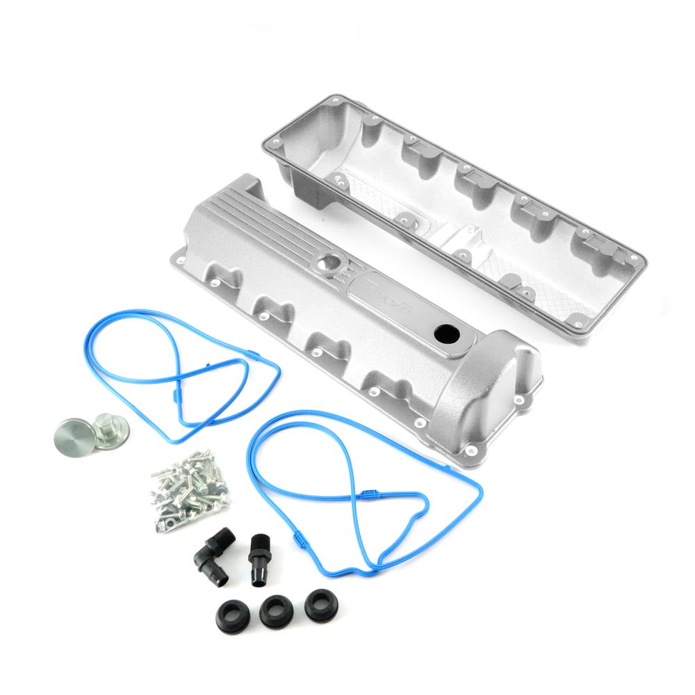1999-2004 F-150 SVT Lightning 5.4 Trick Flow Aluminum Valve Covers - 13/14 Bolt Windsor - Silver